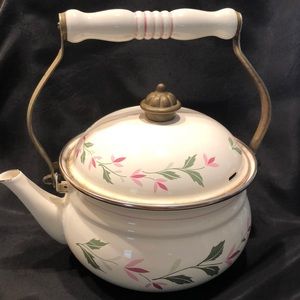 VINTAGE WHITE ENAMEL KETTLE